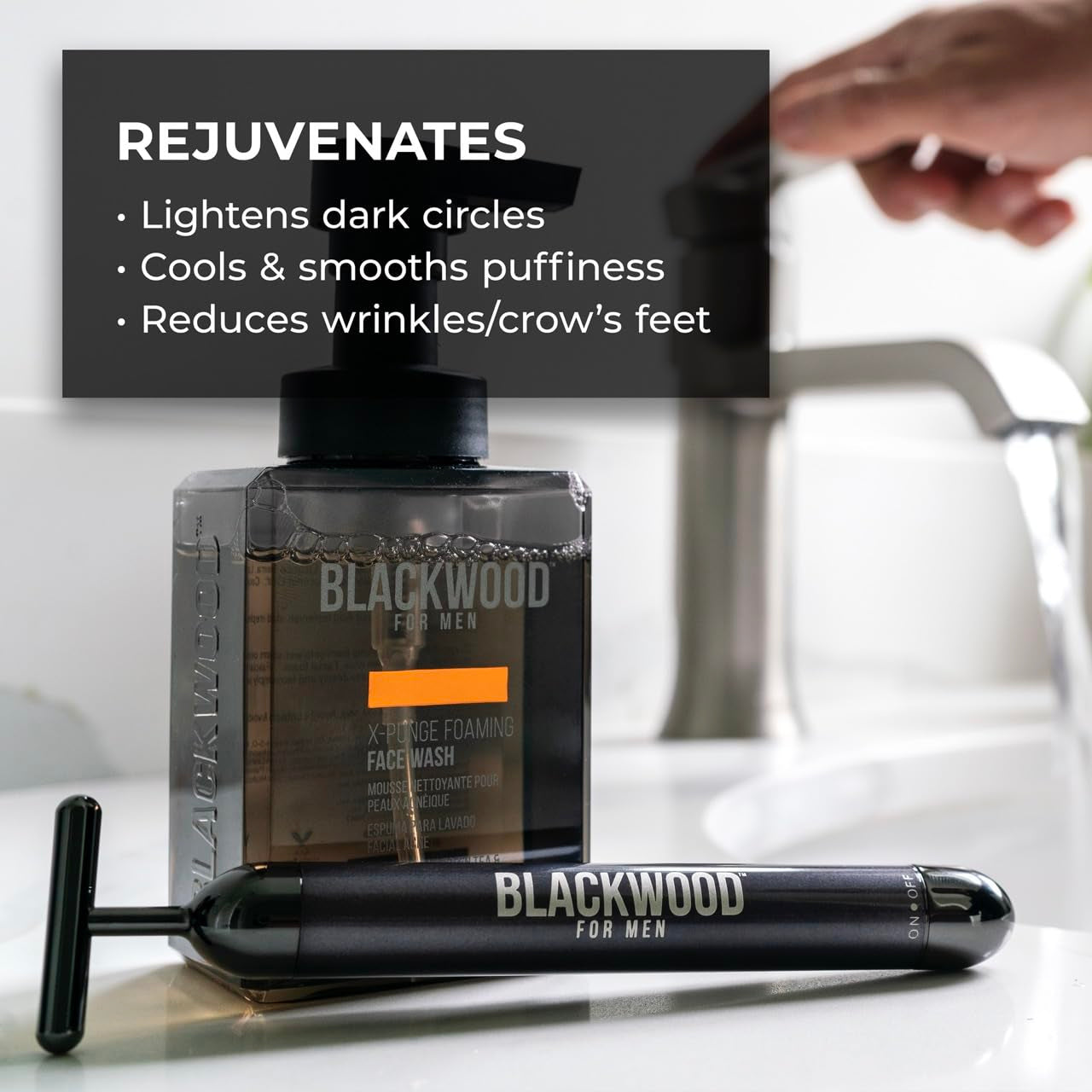 Blackwood for Men Eye and Facial Massager - Ultimate Face Sculpting Tool to Combat Puffiness, Dark Circles & Crow's Feet - Perfect Self-Care Gift & Alternative to Gua Sha & Jade Rollers