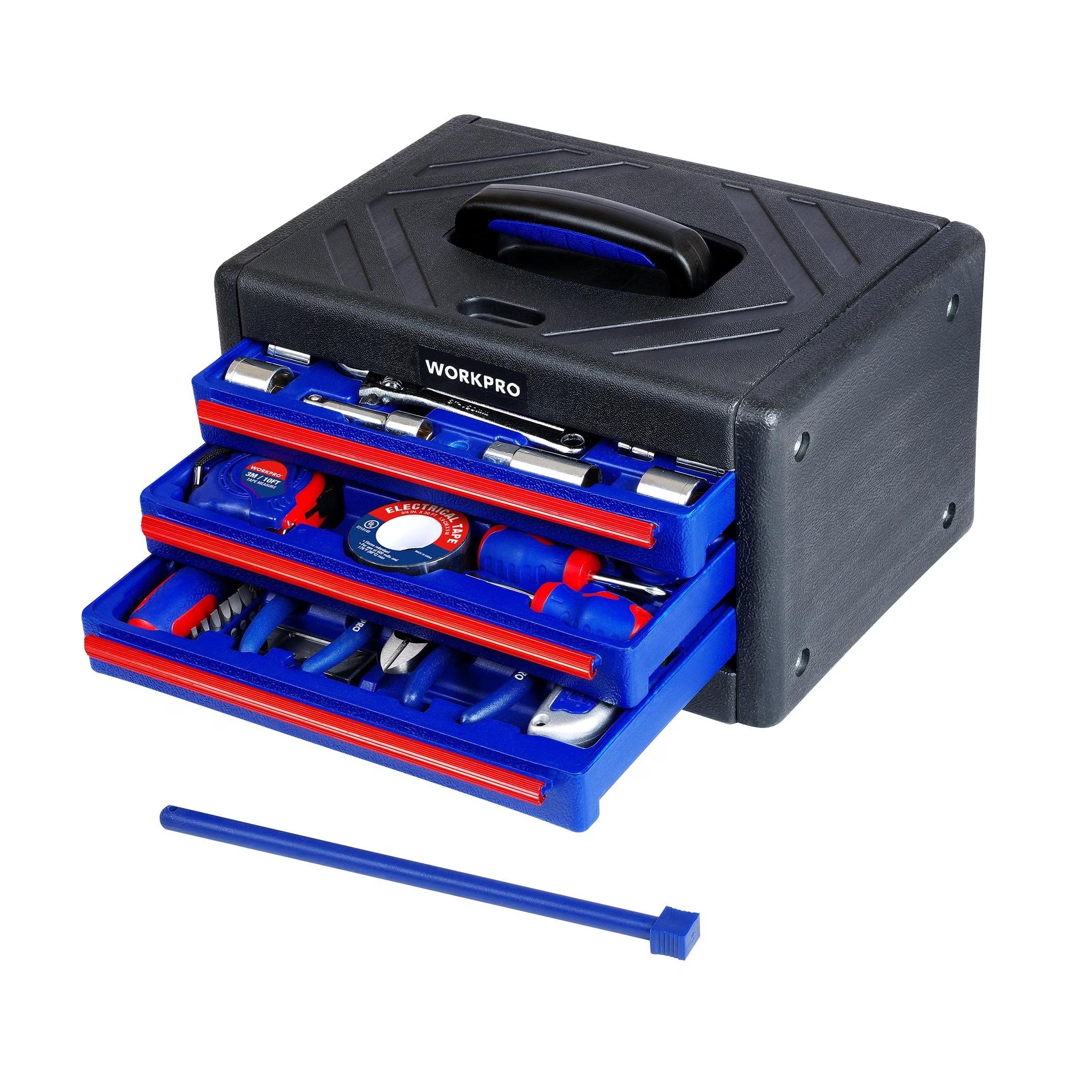 WORKPRO 125-Piece Auto Repair Tool Set,Mechanics Tool Set, General Household Home Repair Tool Kit with 3-Drawer Heavy Duty Box,Hand Tool Kit