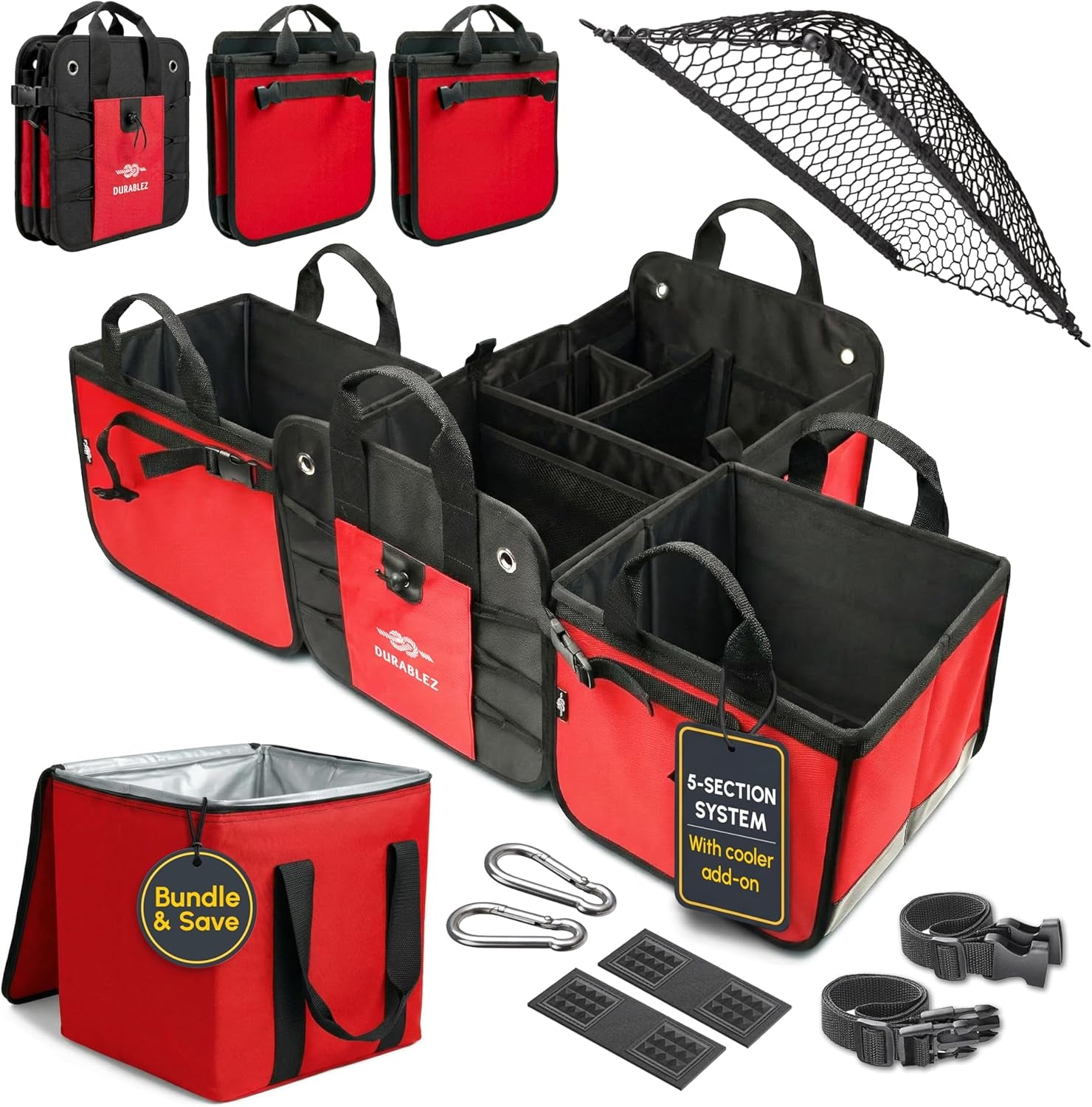 Ultimate XL 3-Section Car Trunk Organizer – Heavy Duty Foldable Cargo Storage Bin with Multi-Compartment Design – Perfect for a Clutter-Free Ride!