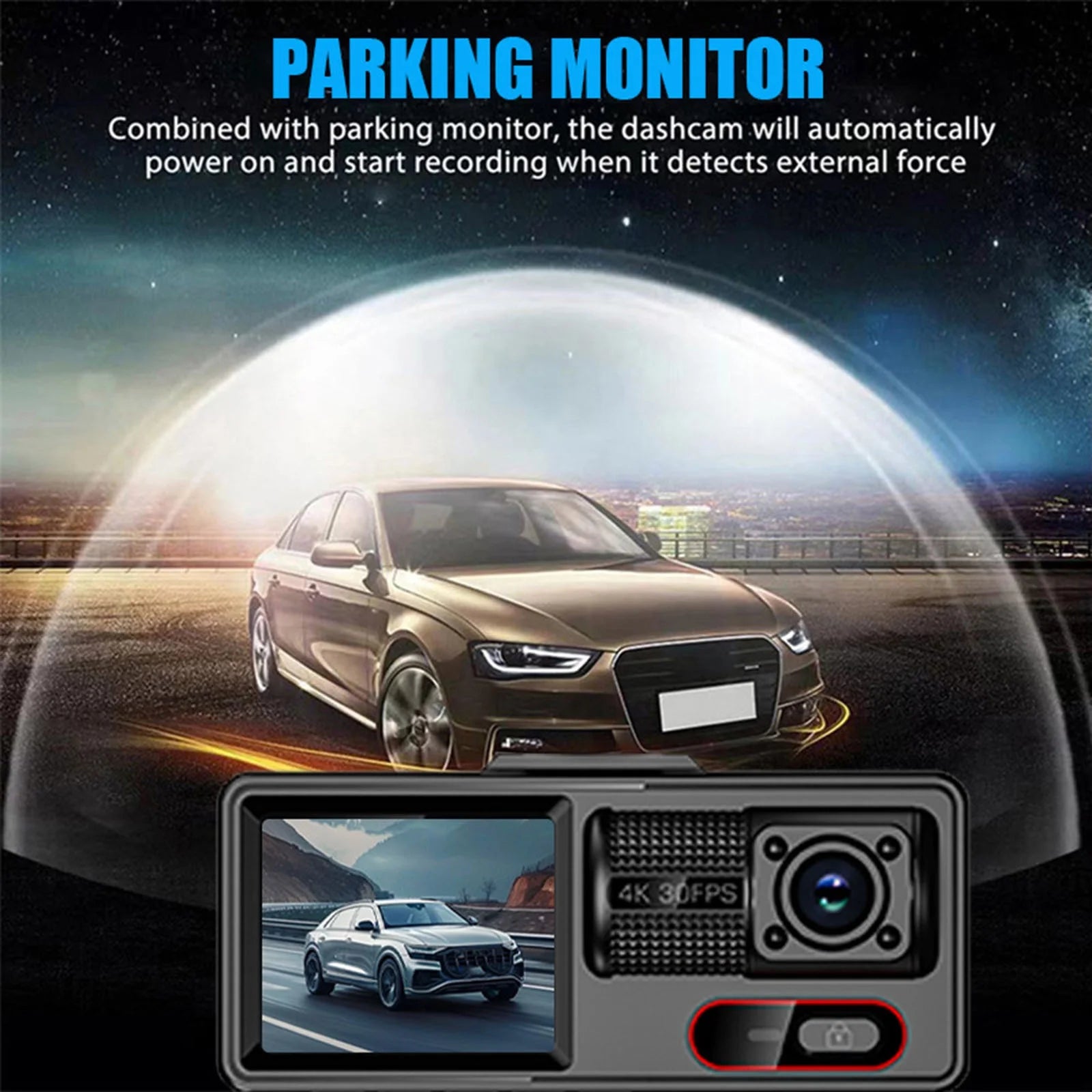 3 Channel 1080P Dash Cam Front and Rear inside Dash Camera, Full HD Dash Camera for Cars with Night Vision, Wifi App & Loop Recording,Night Vision, 170掳Wide Angle,24H Parking Mode,Supports 32GB Card