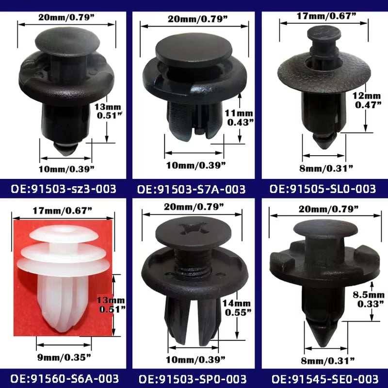 180Pcs Auto Fastener Clips & Push Retainer Pin Rivet Kit - Essential Car Accessories for Honda Civic, Accord, CR-V and More!