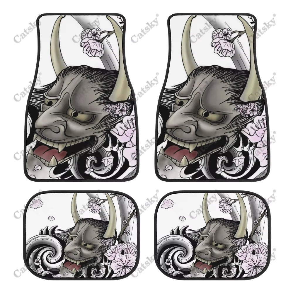 Oni Demon Art Print Car Floor Mat - Japanese Kanji Design for Stylish Teen Car Accessories in Purple