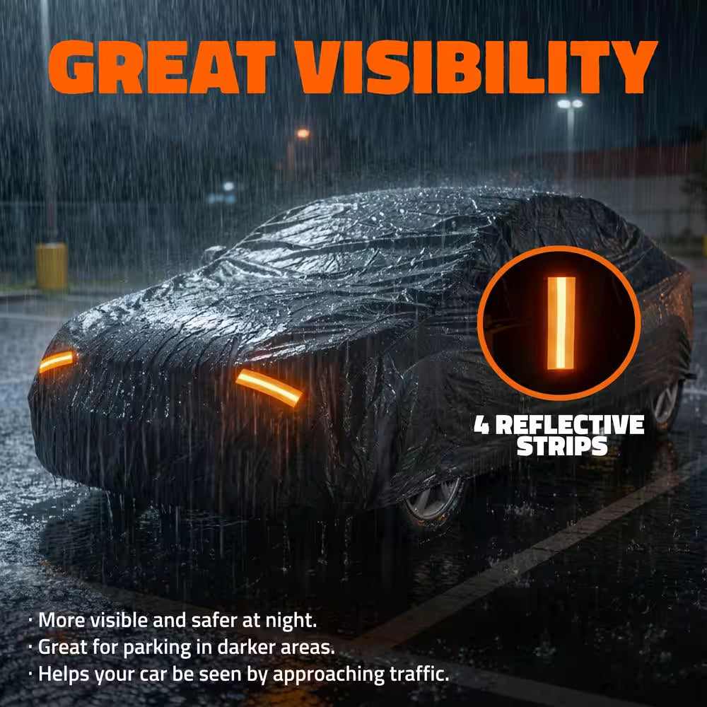 190 In. X 75 In. X 47 In. Extra Thick PVC Cotton Lined Heavy-Duty Sedan Car Cover