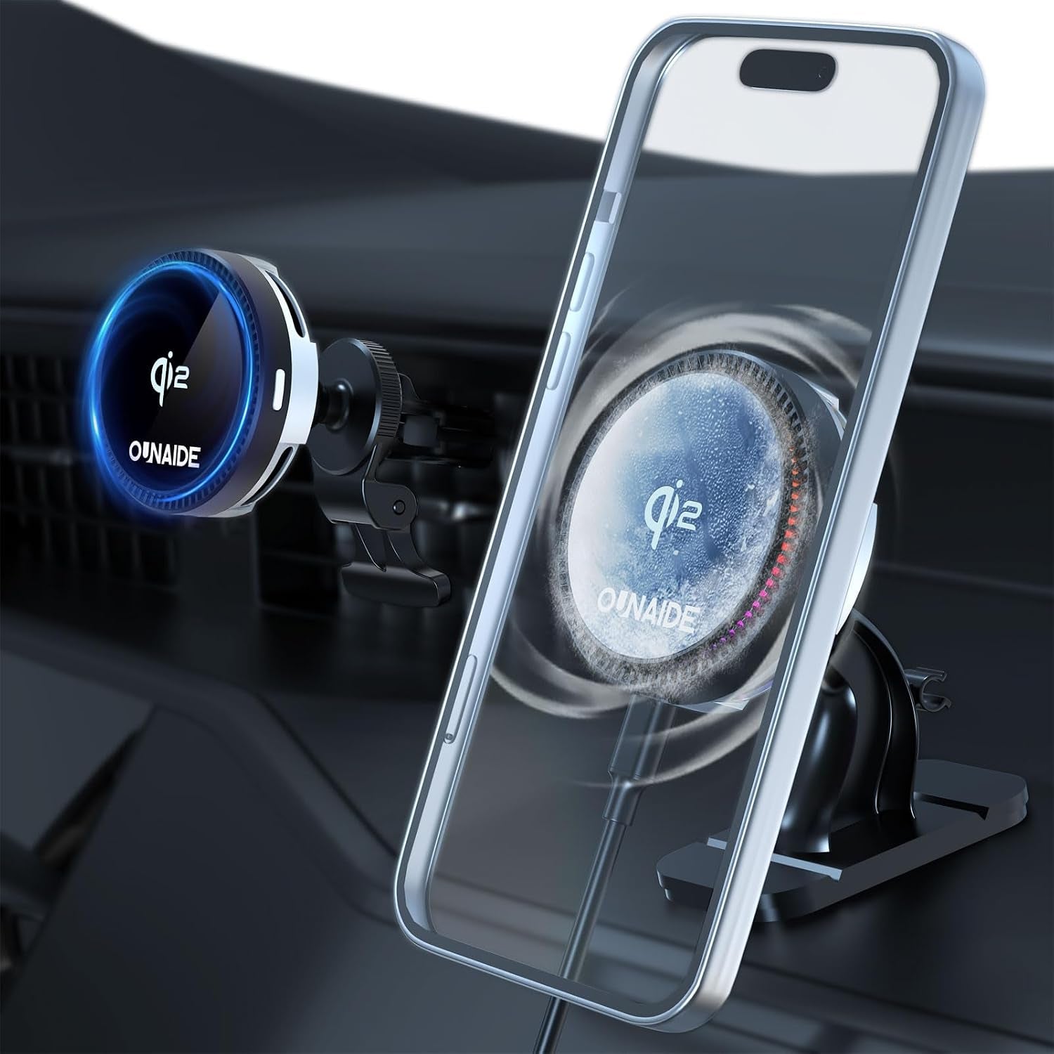 For Magsafe Car Mount Charger, Car Charger Qi2,15W Wireless Car Charger, Rapid Cooling Drop, Compatible with Magsafe Charger Car, Air Vent Dashboard Phone Holder Mount for Iphone 16 15 14 13 12 Series