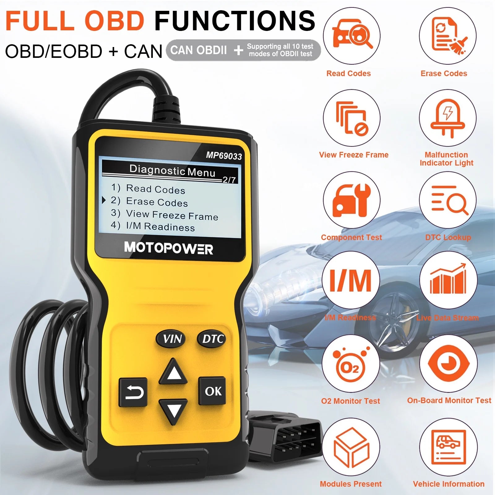 MOTOPOWER Car OBD2 Code Reader OBD2 Scanner Engine Fault Code Reader Car Diagnostic Scan Tool