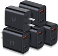 Quick Fast Charge 3.0 USB Wall Charger, Costyle 5 Pack 30W Dual USB Power Adapter (Fast Charge 3.0&5V 2.4A) Adaptive Fast Charging Block Compatible Iphone 11 XS XR, Galaxy S10 S9,Note 10-Black