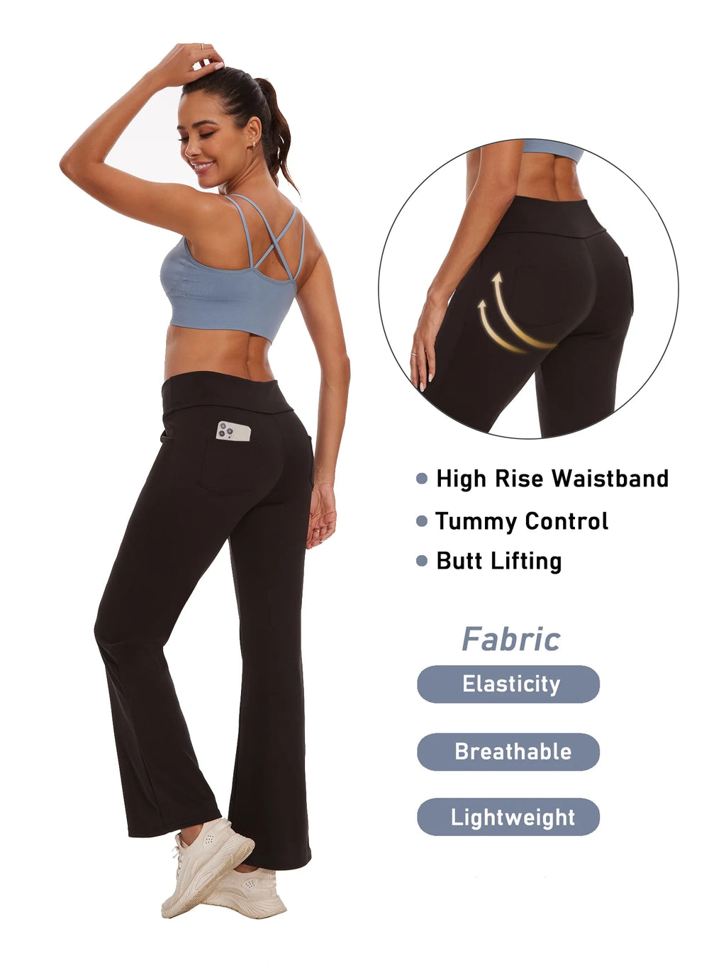 Pantalones De Yoga Bootcut Para Mujer Con Bolsillos, Leggings Acampanados Para Entrenamiento, Cintura Alta, Livianos, Ropa Deportiva, Gris, 2XL