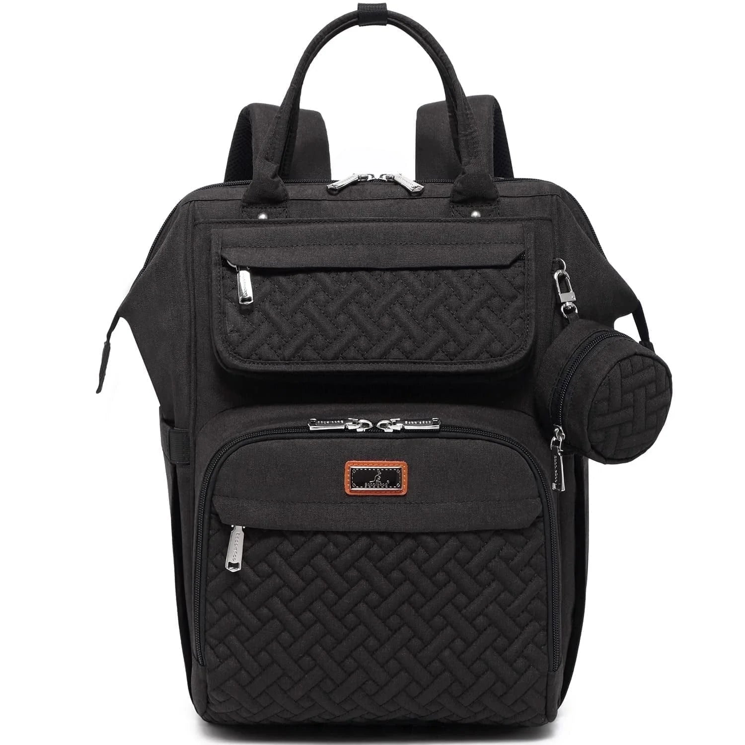 Babbleroo Wide Top Diaper Bag Backpack- Stone Gray & Blue