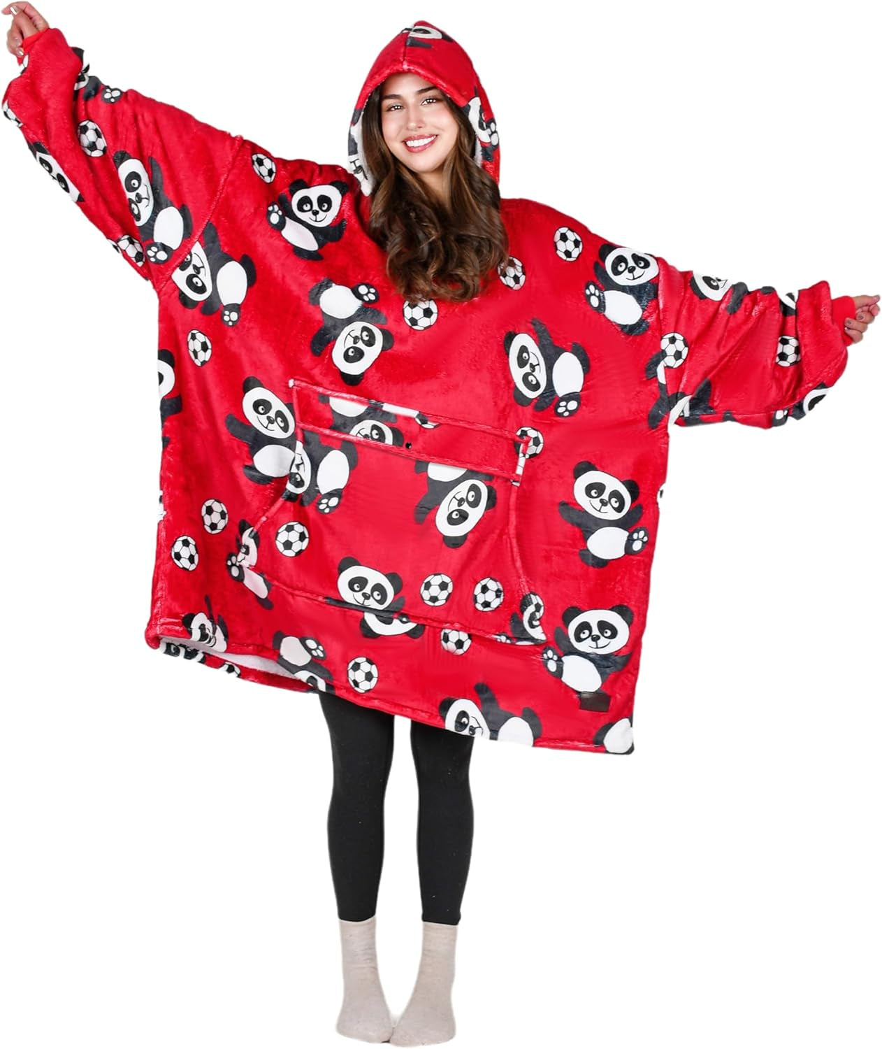 Cozy Up with Tirrinia Extra Long Oversized Sherpa Hoodie Blanket - Perfect Christmas Gift for Men, Women, and Teens in Grey!