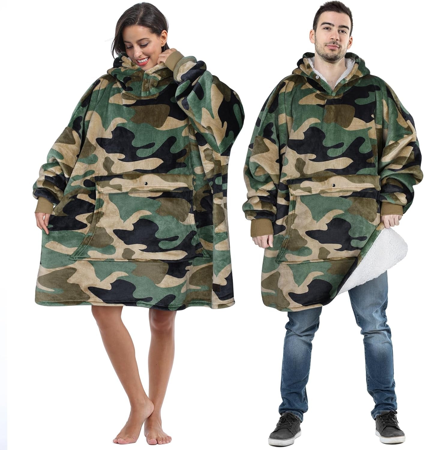 Cozy Up with Tirrinia Extra Long Oversized Sherpa Hoodie Blanket - Perfect Christmas Gift for Men, Women, and Teens in Grey!