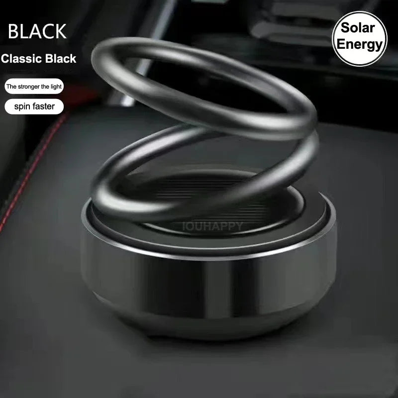 Suspended Rotating Double Ring Aromatherapy Car Accessory with Solar-Powered Perfume Decoration