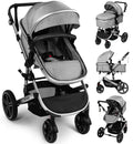 Vomeast Baby Stroller, Foldable Aluminum Alloy Stroller with Reversible, Travel Stroller for Newborn Infant, Grey