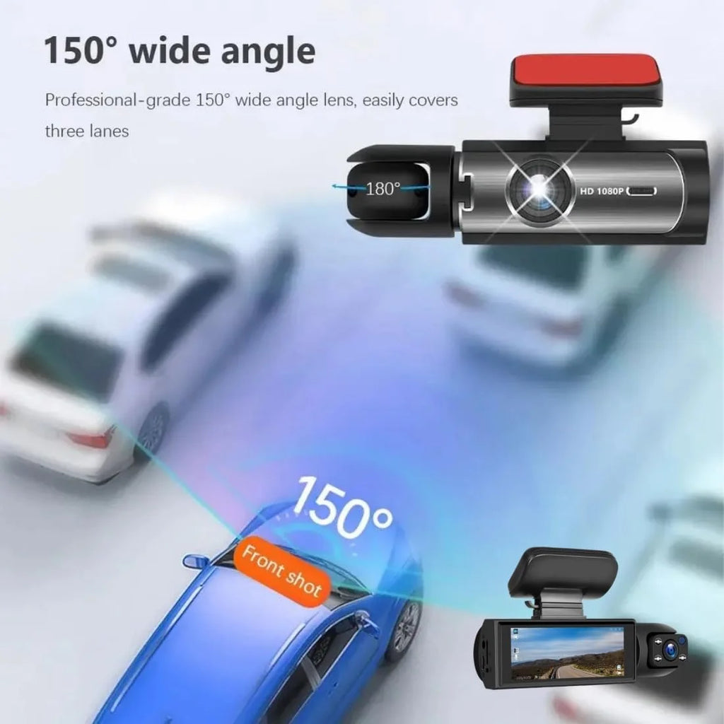 Car Dash Cam, Front & Rear Dash Cam, Dashcam Front and Rear Camera, 24 Hour Night Vision & HDR, Loop Recording & Motion Detection Suitable for All Car (Front+Inside+32G)