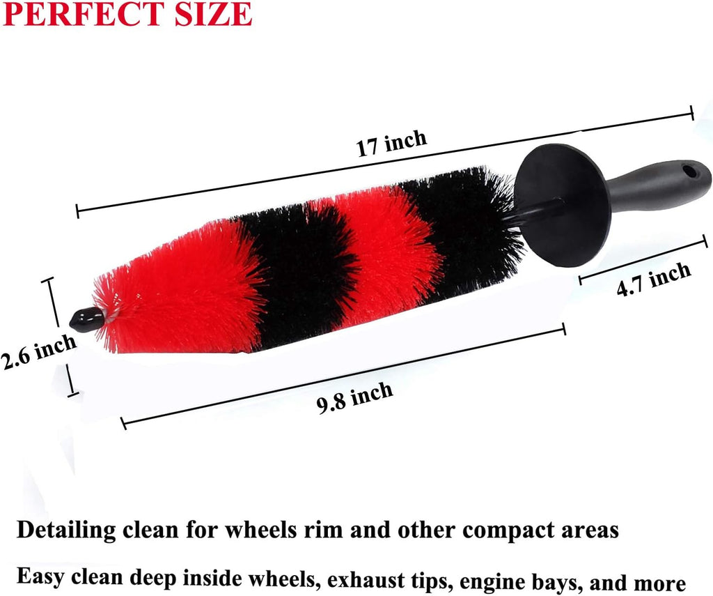 Ultimate 7-Piece Wheel & Tire Brush Set - Professional Car Detailing Kit with 17-Inch Long Soft Brush for Effortless Cleaning of Tires and Wheels