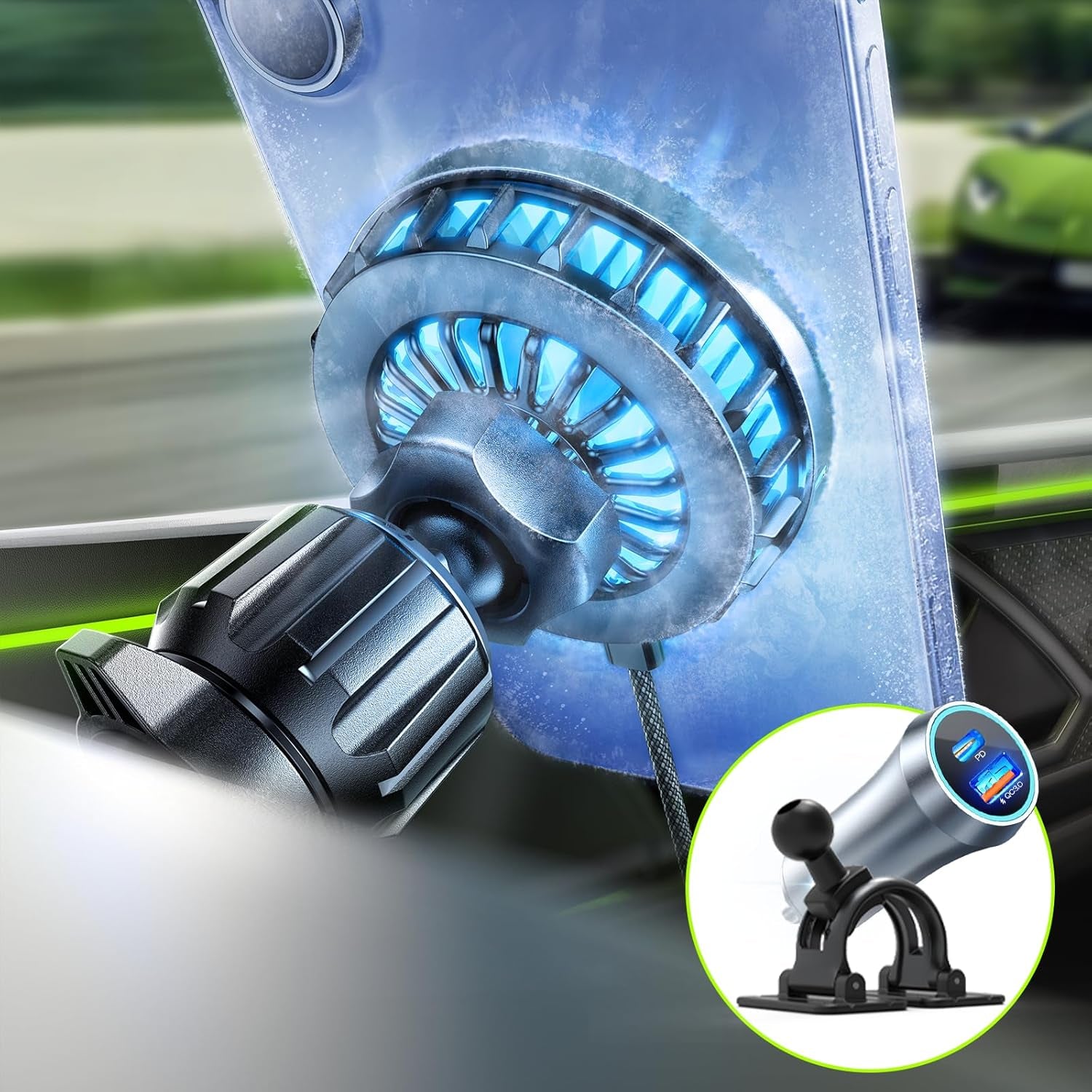 LISEN Qi2.2 25W Magsafe Car Mount Charger [TEC Cooling & Qi2 25W] Magnetic Wireless Car Charger,360 Dashborad & Vent Magnetic Phone Holders for Your Car Accessories, Only for Iphone 17 16 15 14 13 12