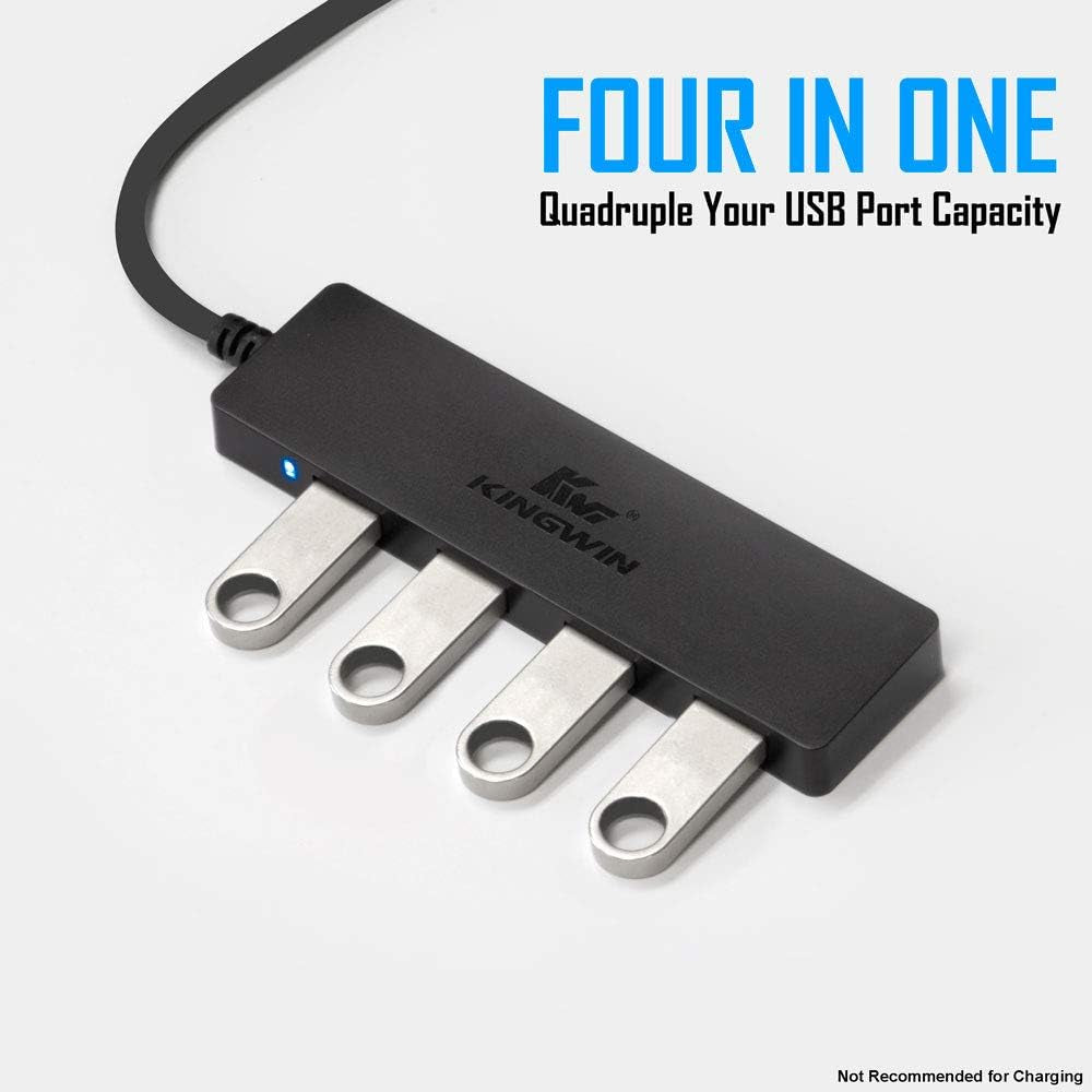 Ultra Slim Kingwin 4-Port USB 3.0 Hub - Perfect for Mac, Chromebook, Surface Pro, and More!