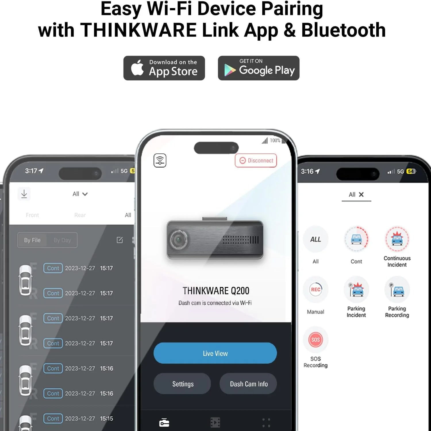 THINKWARE Q200 2CH Front & Rear Dash Cam Car Dashboard Camera, Wifi, WDR, Speed Red Light Alerts, ADAS, 256GB Max, Parking Monitor, Night Vision (32GB Microsd, 12V Cigar, Hardwiring Cable)