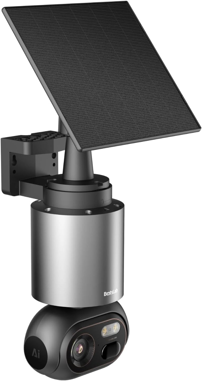 BOTSLAB Security Cameras Wireless Outdoor, 2 Cam-Kit, 4K Color Night Vision, Solar Cameras for Home Security with 360° Pt,No Monthly Fee,32Gb Local Storage Base Station,Auto Tracking,Easy Installation