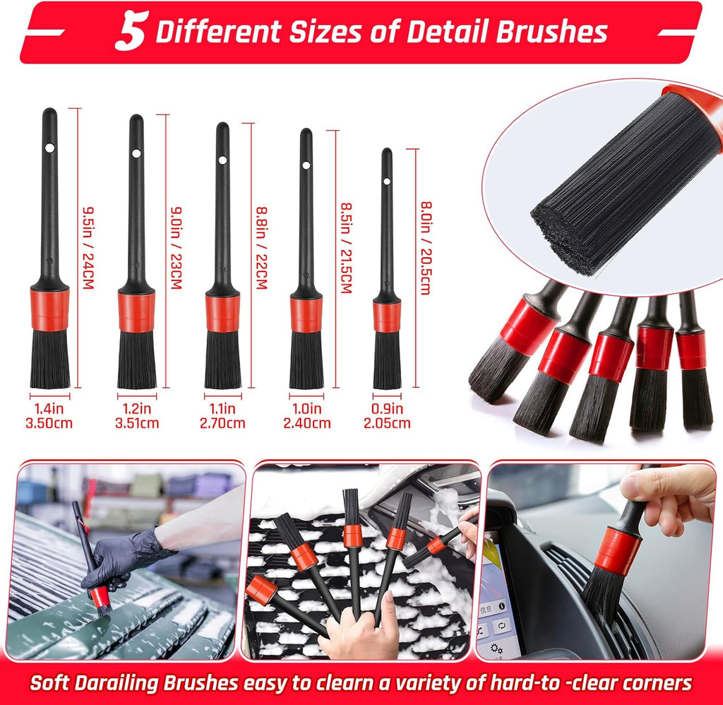 Ultimate 37PCS Car Detailing Kit - Complete Interior Cleaner & Wash Set for Cars, Bikes, and Motorcycles with Bucket & Brushes