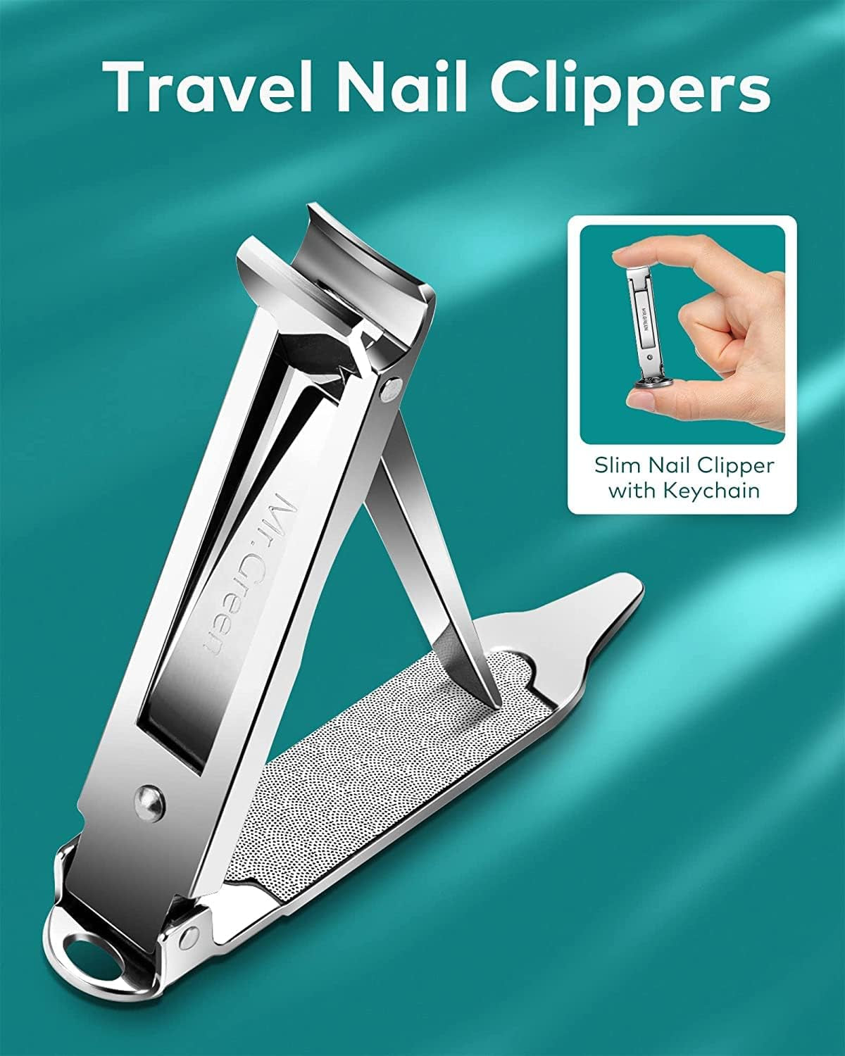 MR.GREEN Ultra Slim Portable Nail Clippers - Medical Grade Stainless Steel Foldable Design for Travel
