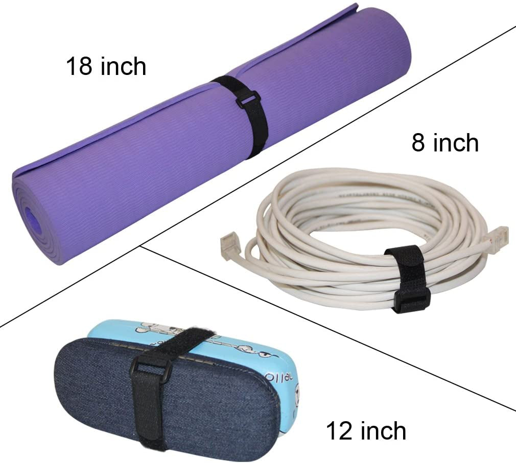 Yiwerder 16 Pack 18" Reusable Hook and Loop Cable Straps - Durable Ties to Organize and Tame Tangled Cords