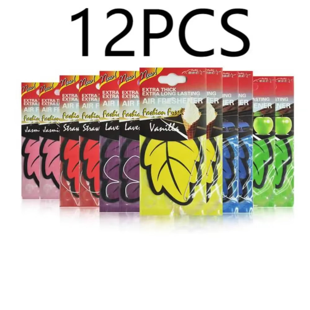 Natural Scented Tea Paper Car Air Freshener - Vanilla Perfume Hanging Leaf Shape Interior Accessory (3-60 Pieces)