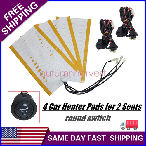 12V Universal Round Heated Seat Kit with 2 Seats and 4 Heating Pads