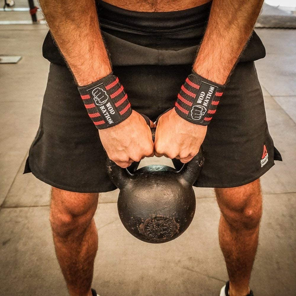 WOD Nation Wrist Wraps for Weightlifting & Strength Training – Professional Gym Straps W/Thumb Loop for Men & Women