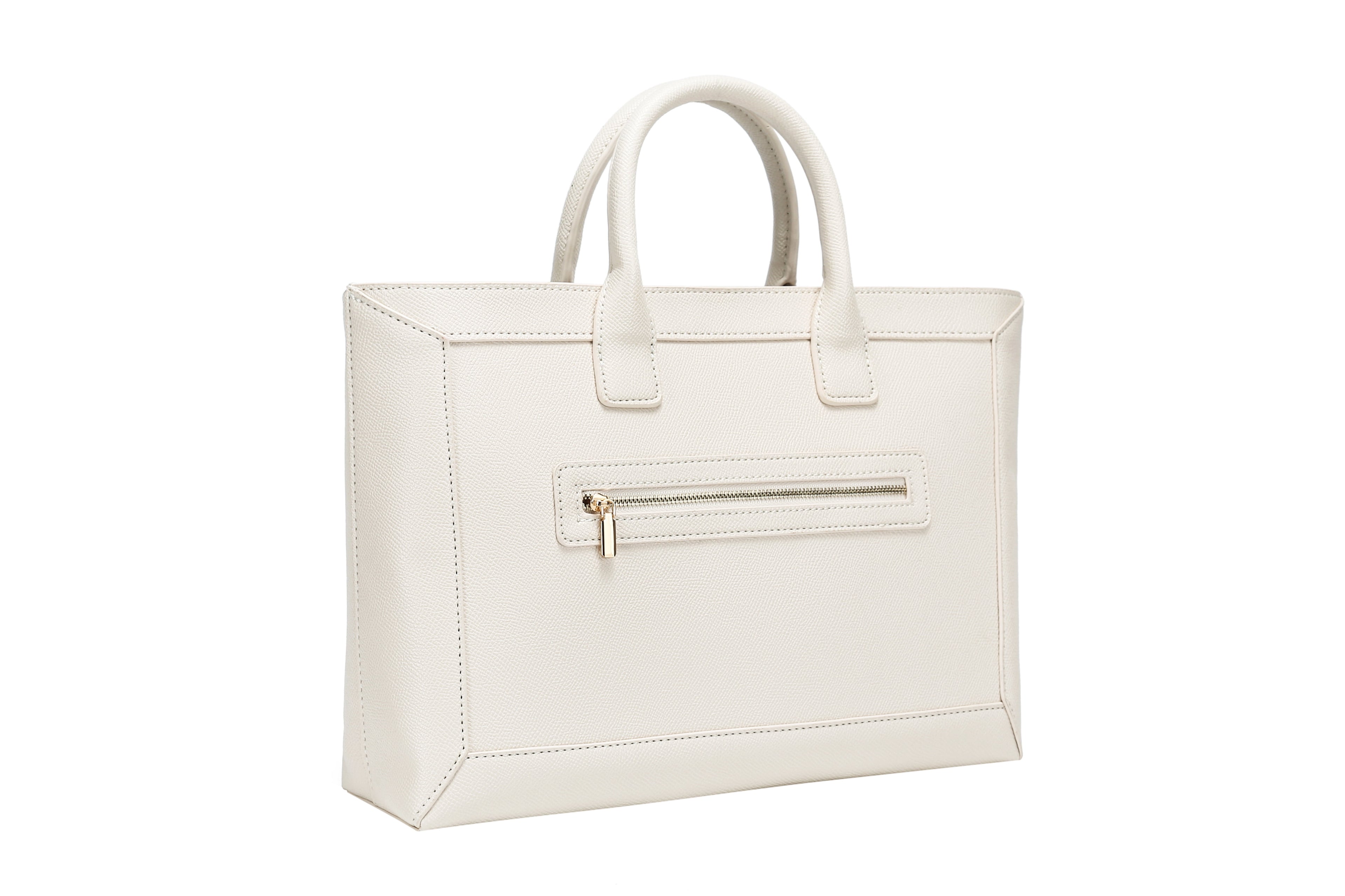 Daisy Rose Tote Shoulder Bag with Front Zipper - PU Vegan Leather