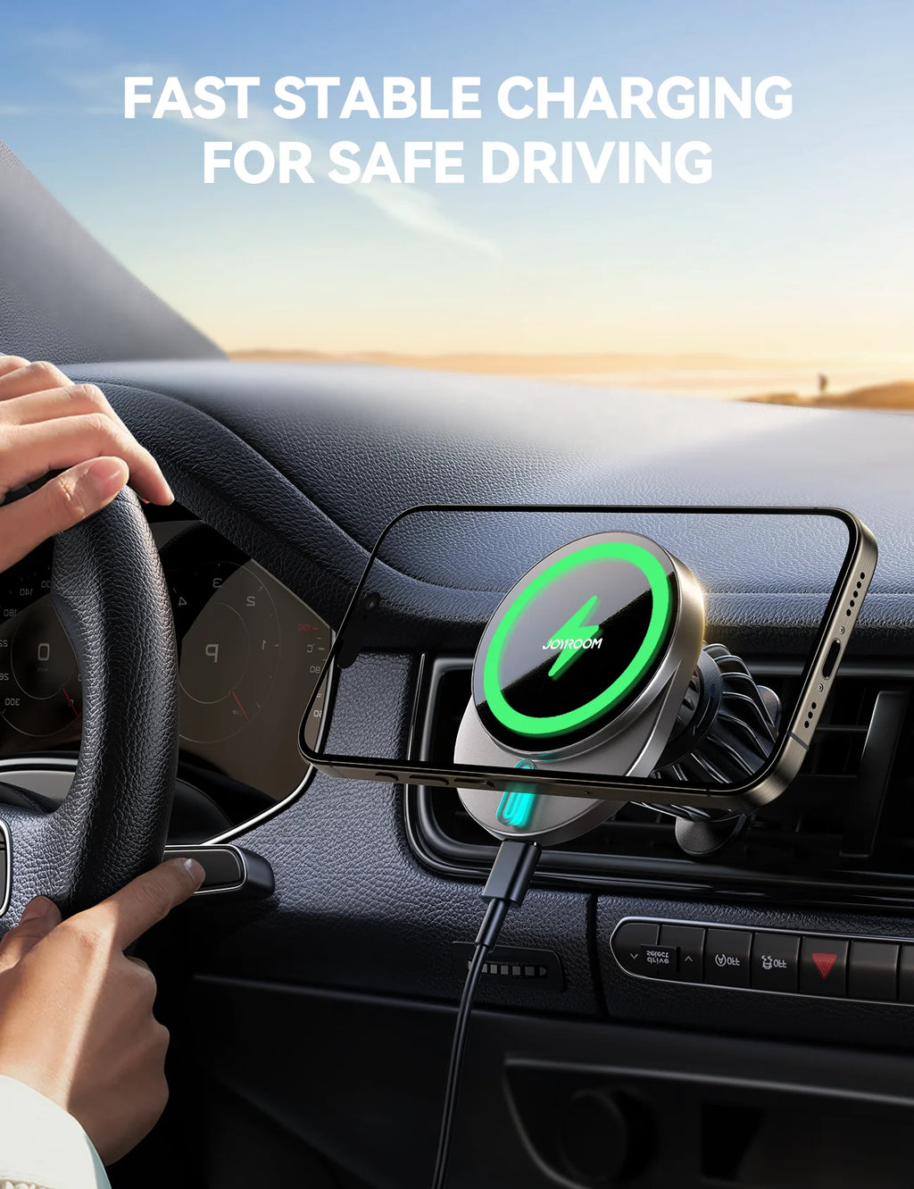 JOYROOM for Magsafe Car Mount Charger, 15W Fast Charging Wireless Car Charger, Air Vent Ultra Magnetic Phone Holder for Iphone 16 Pro Max plus Mini 15 14 13 12, Dark Gray