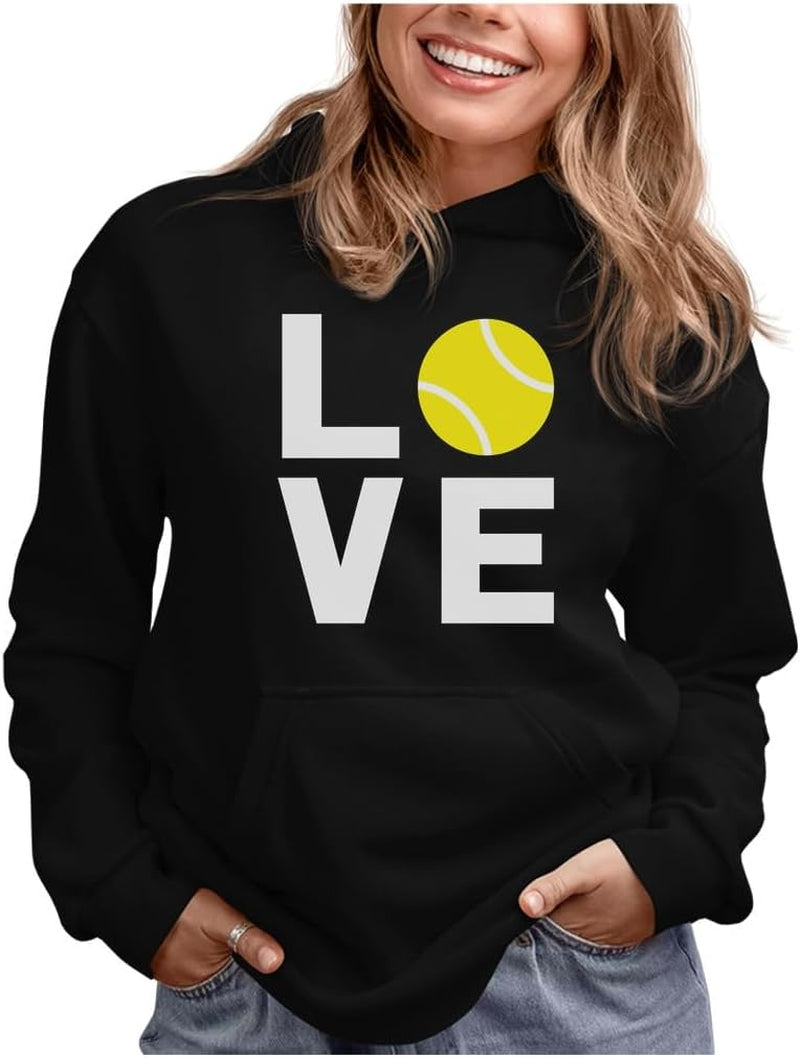 Tstars Love Tennis Hoodie - Perfect Gift for Players, Coaches & Fans | Sporty Hoodies for Women & Teen Girls
