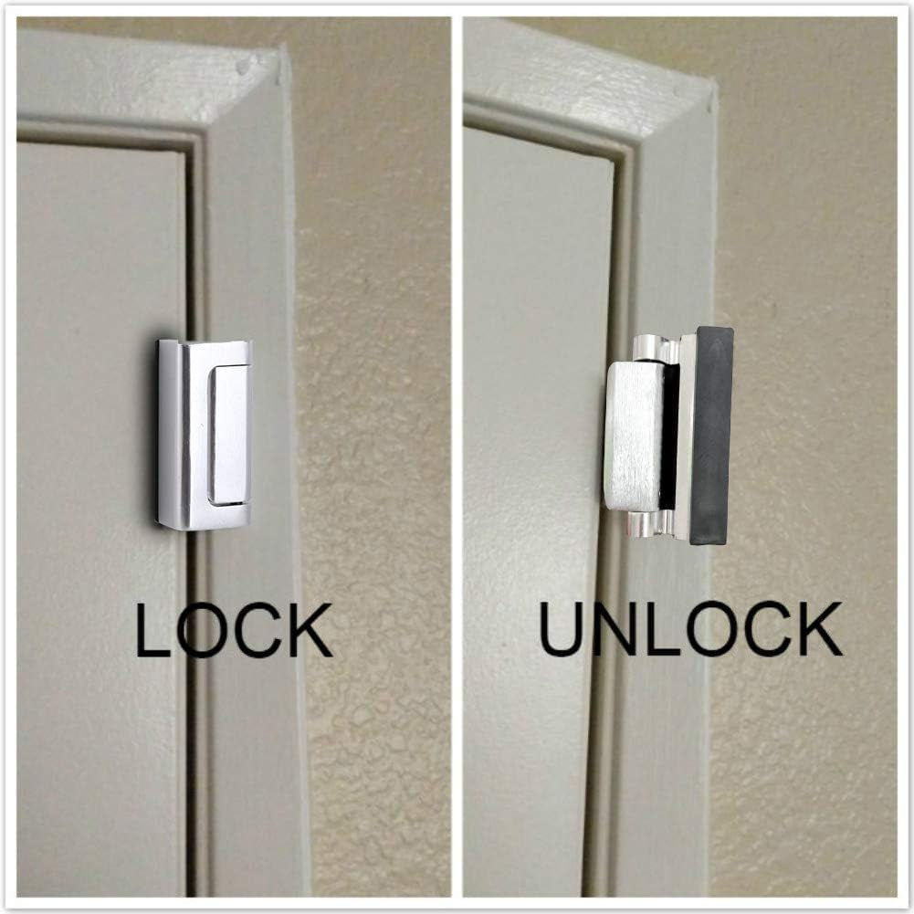 Ultimate Childproof Door Reinforcement Locks - 2 Pack with 8 Screws, 800 Lbs Strength, Sleek Silver Finish