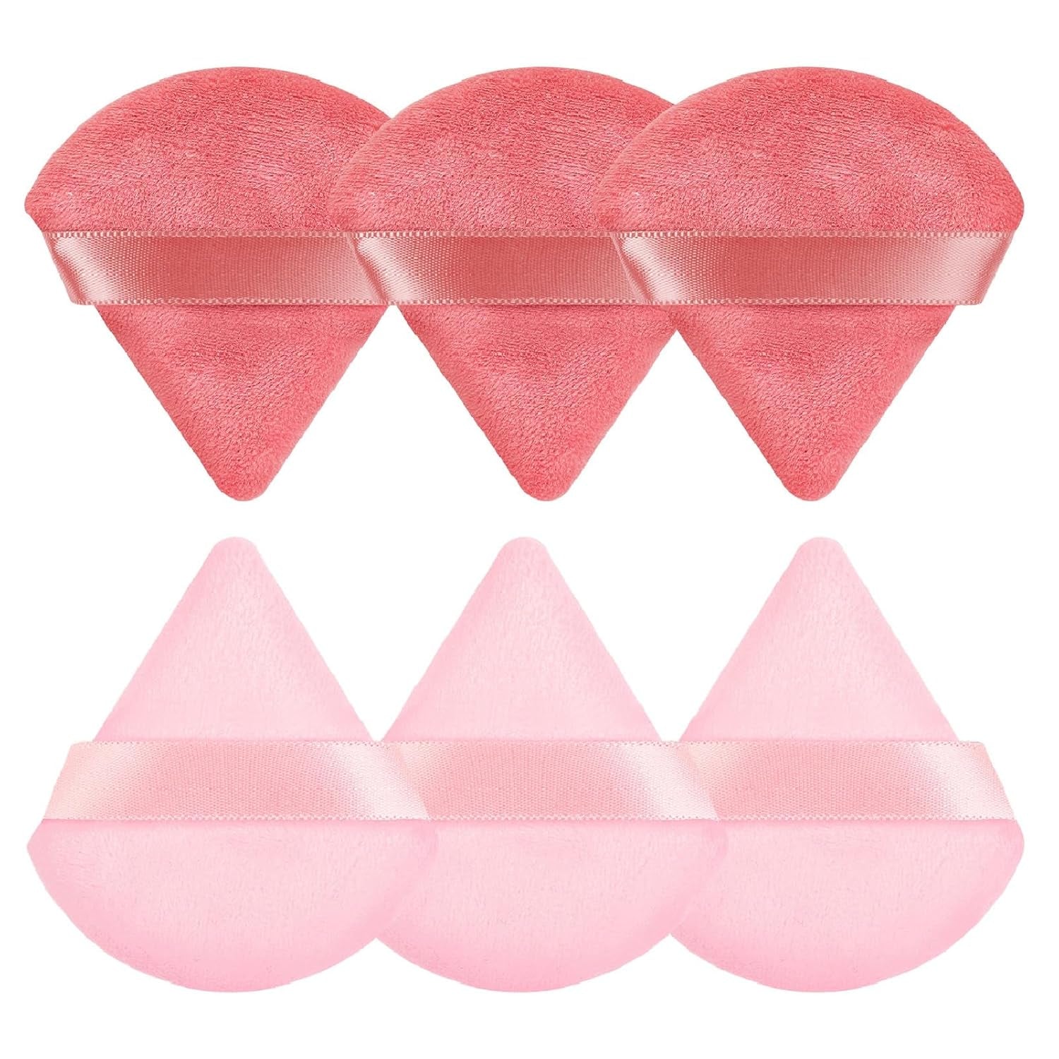 Pimoys 6-Pack Velour Makeup Sponges - Soft Triangle Powder Puffs for Flawless Loose Powder Application (Black)