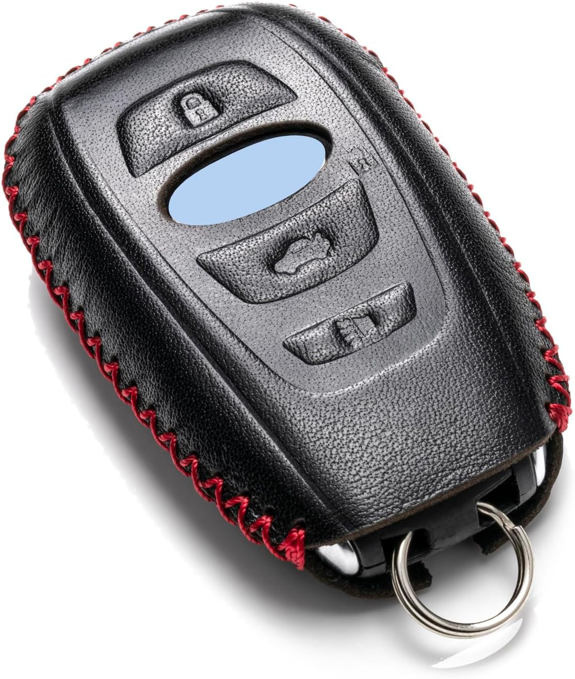 Premium Vitodeco Leather Smart Key Fob Case Cover for Subaru Models (2014-2026) - Stylish Black/Red, 4 Buttons