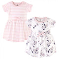 Touched by Nature Baby and Toddler Girl Organic Cotton Short-Sleeve Dresses 2Pk, Wild Flowers, 3 Toddler