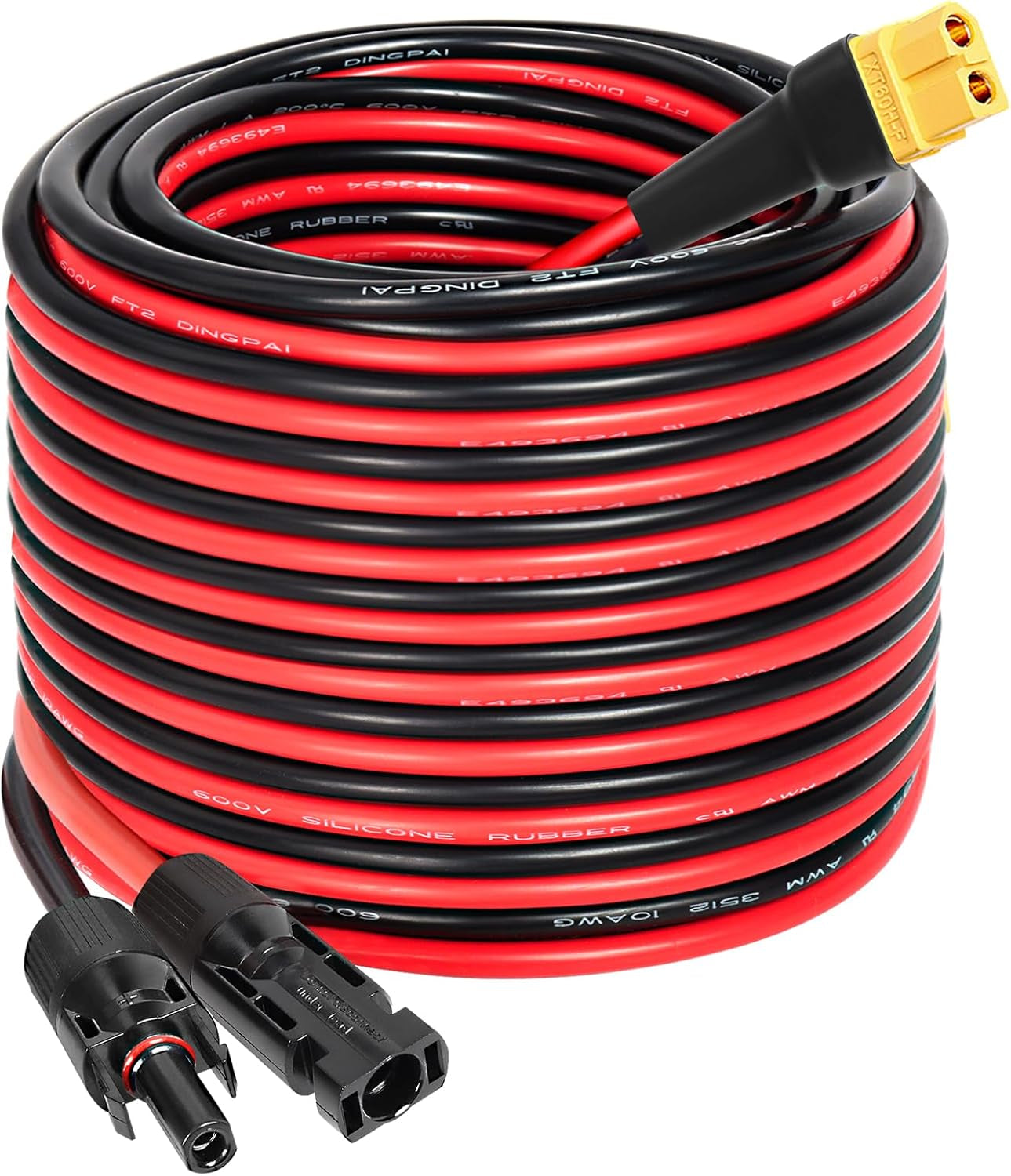 MOOKEERF Solar to XT60 Extension Cable 10AWG 25FT Solar Connector to XT60 Adapter Cable for Solar Panel to Portable Power Station Solar Generator Battery Pack