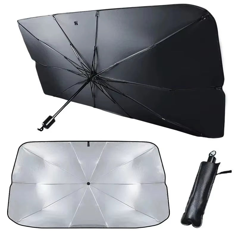 Premium Titanium Silver Front Windshield Sunshade - Thickened UV Protection Folding Accessory for Cars