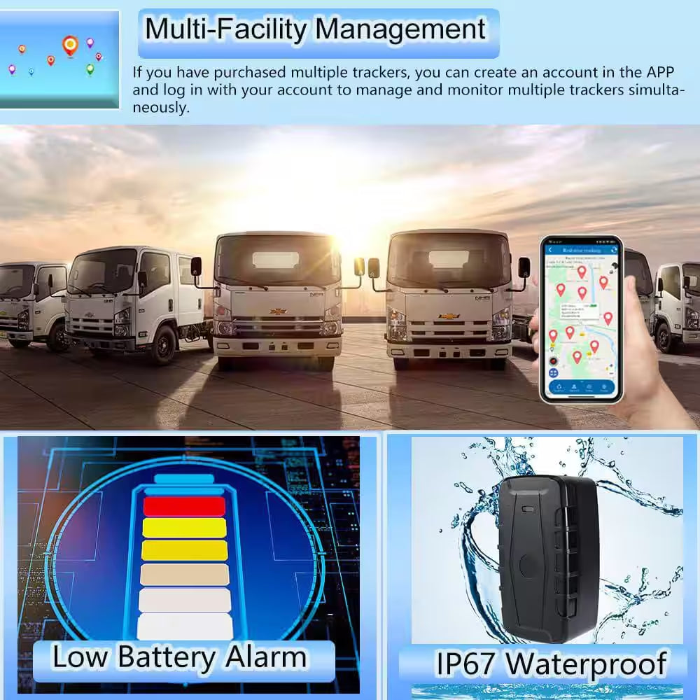 20000Mah Car GPS Tracker Device Real-Time Precise Location Tracking Magnetic Waterproof Multiple Alarm App