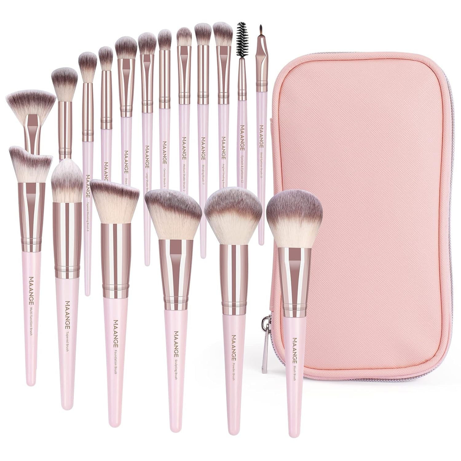 18-Piece Professional Makeup Brush Set - Premium Synthetic Brushes with Elegant Case for Flawless Foundation & Eye Makeup (Black Gold)