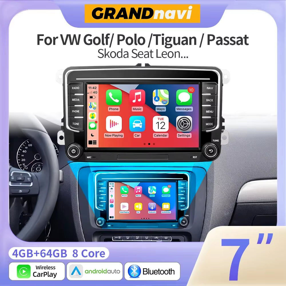Grandnavi Android13 Car Radio GPS for VW Volkswagen Skoda Octavia Golf 5 6 Touran Passat B6 Polo Jetta 2Din Multimedia Player