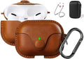 Maxjoy for Airpods Pro 2 Case Leather, Airpods Pro Leather Case Cover with Keychain Airpod Strap Compatible with Apple Airpod Pros 2Nd Generation 2023 2022/Airpods Pros 2019 (Front LED Visible), Brown