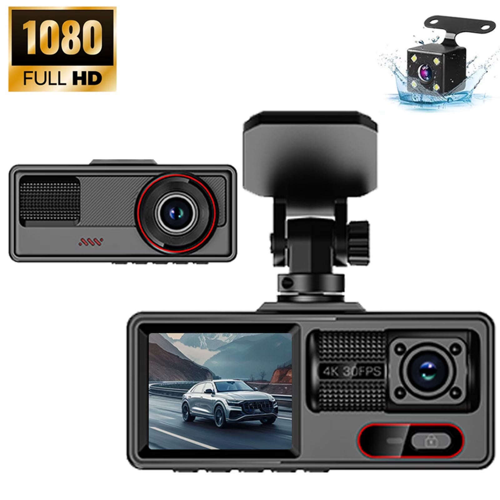 3 Channel 1080P Dash Cam Front and Rear inside Dash Camera, Full HD Dash Camera for Cars with Night Vision, Wifi App & Loop Recording,Night Vision, 170掳Wide Angle,24H Parking Mode,Supports 32GB Card