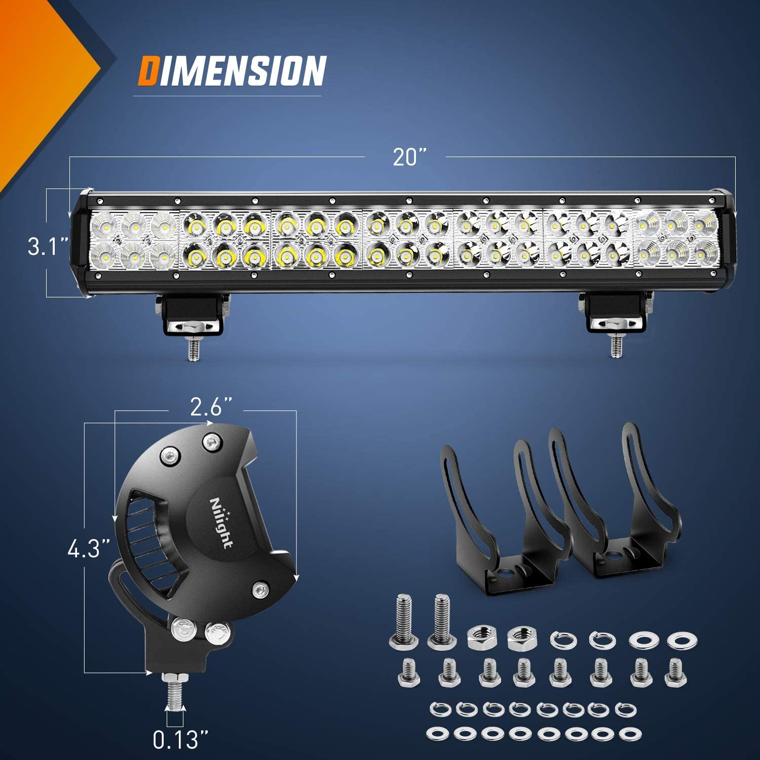 20-Inch 126W LED Light Bar with Four 18W Pods for Jeep, Truck, and Off-Road Applications - 2-Year Warranty