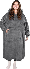 Cozy Up with Tirrinia Extra Long Oversized Sherpa Hoodie Blanket - Perfect Christmas Gift for Men, Women, and Teens in Grey!
