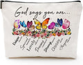 Inspirational "God Says You Are" Cosmetic Bag - Perfect Christian Gift for Women, Mothers, and Sisters - Motivational Travel Pouch with Zipper
