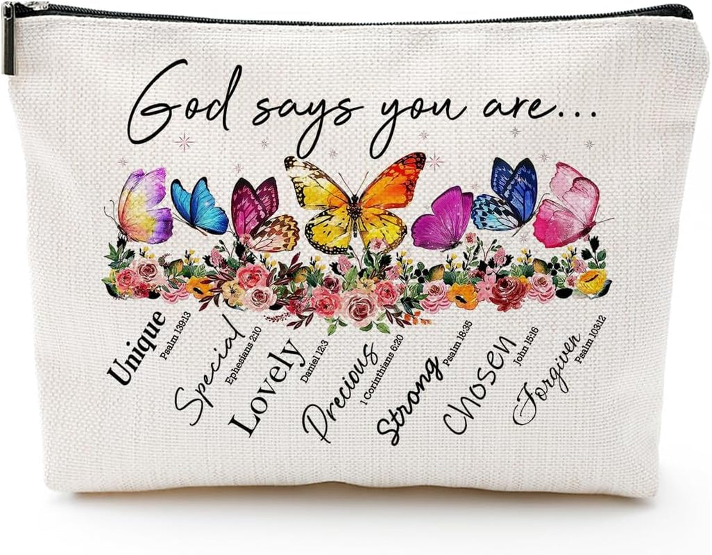 Inspirational "God Says You Are" Cosmetic Bag - Perfect Christian Gift for Women, Mothers, and Sisters - Motivational Travel Pouch with Zipper