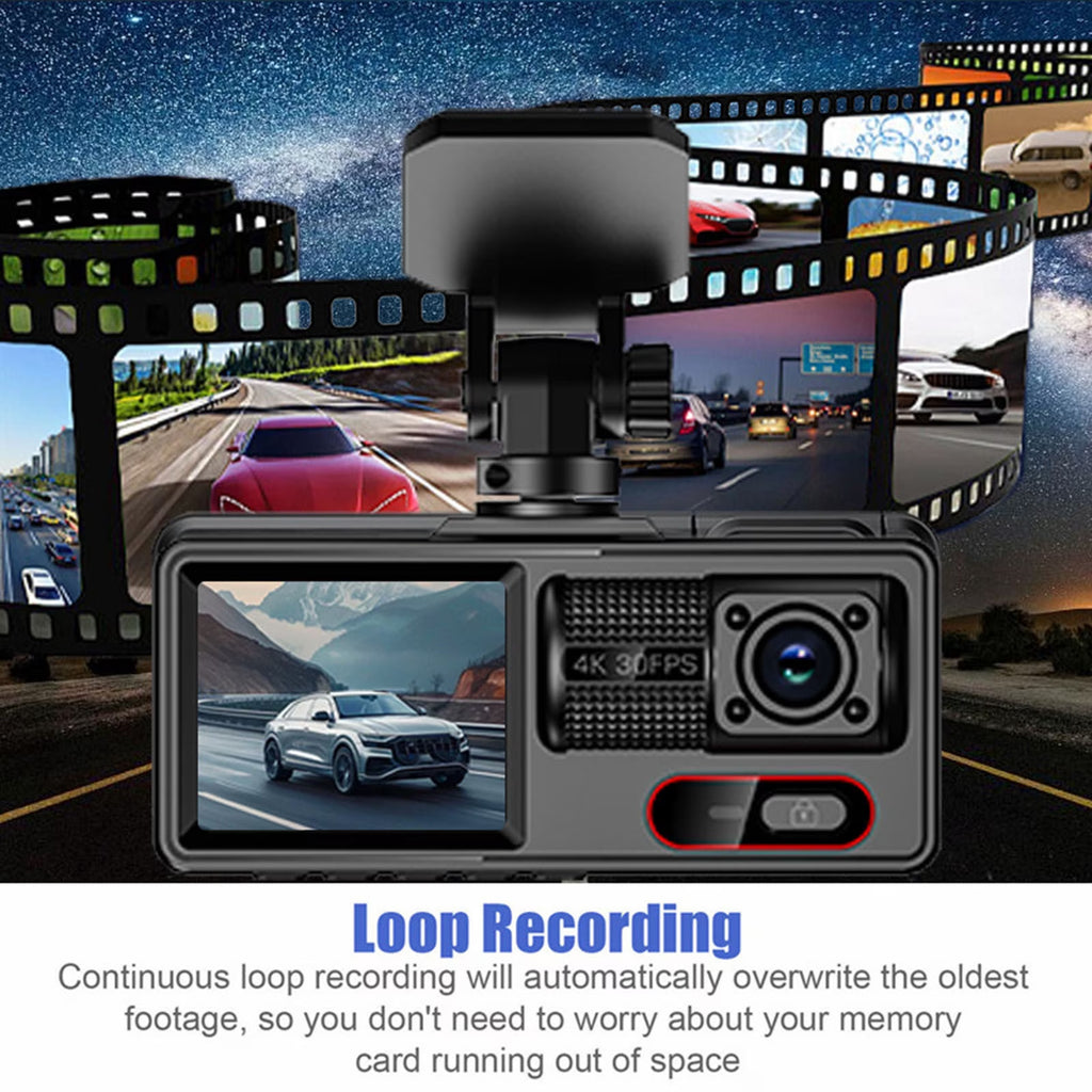 3 Channel 1080P Dash Cam Front and Rear inside Dash Camera, Full HD Dash Camera for Cars with Night Vision, Wifi App & Loop Recording,Night Vision, 170掳Wide Angle,24H Parking Mode,Supports 32GB Card