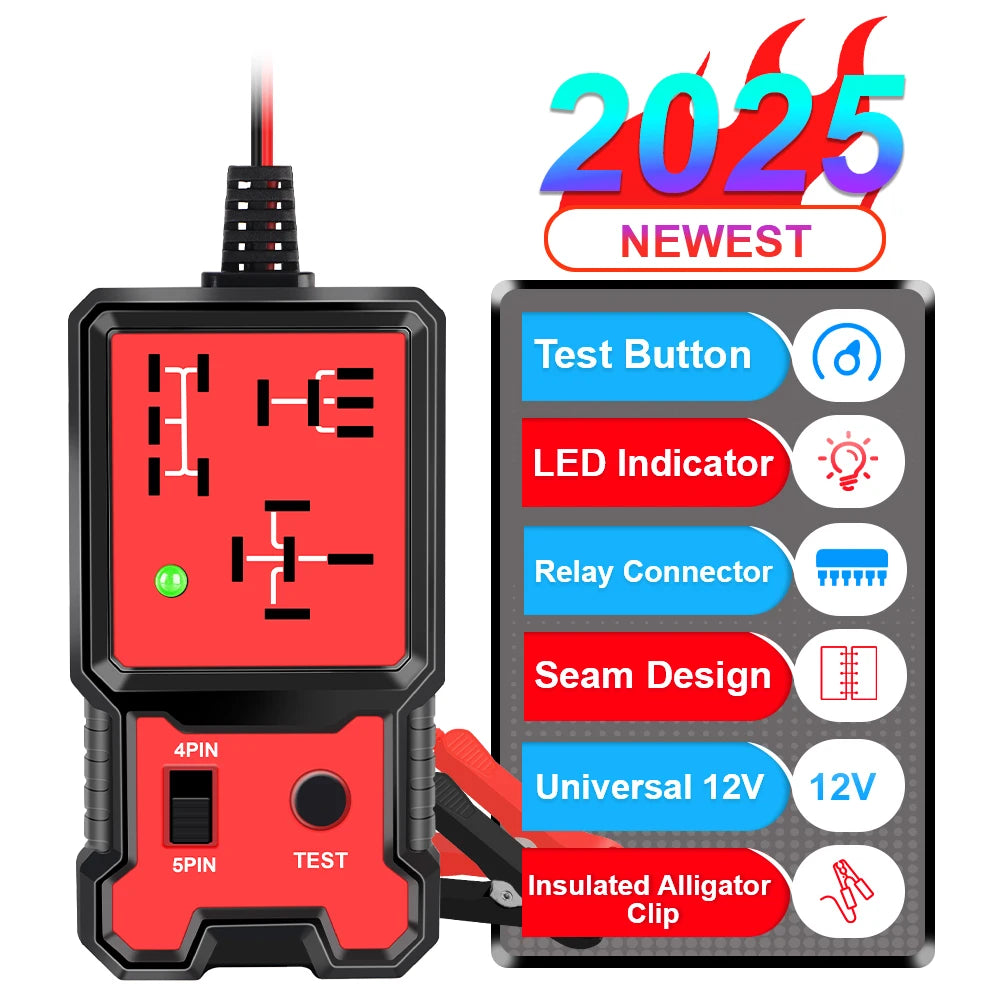 Universal 12V LED Battery Voltage Tester and Relay Checker for Automotive Use