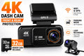 4K Dash Cam Front & 2K Rear, Wifi GPS, Night Vision, Parking Mode, Loop Recording, Memory Card Included