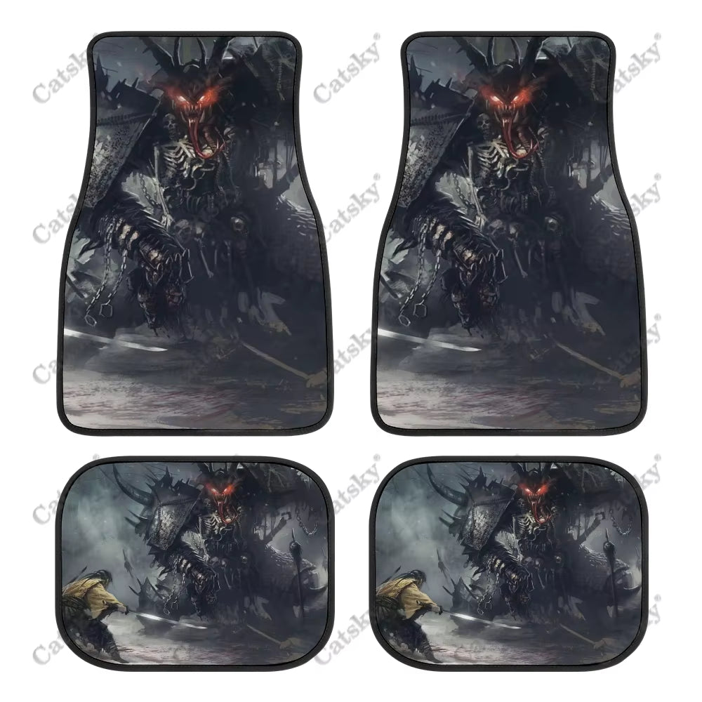 Oni Demon Art Print Car Floor Mat - Japanese Kanji Design for Stylish Teen Car Accessories in Purple